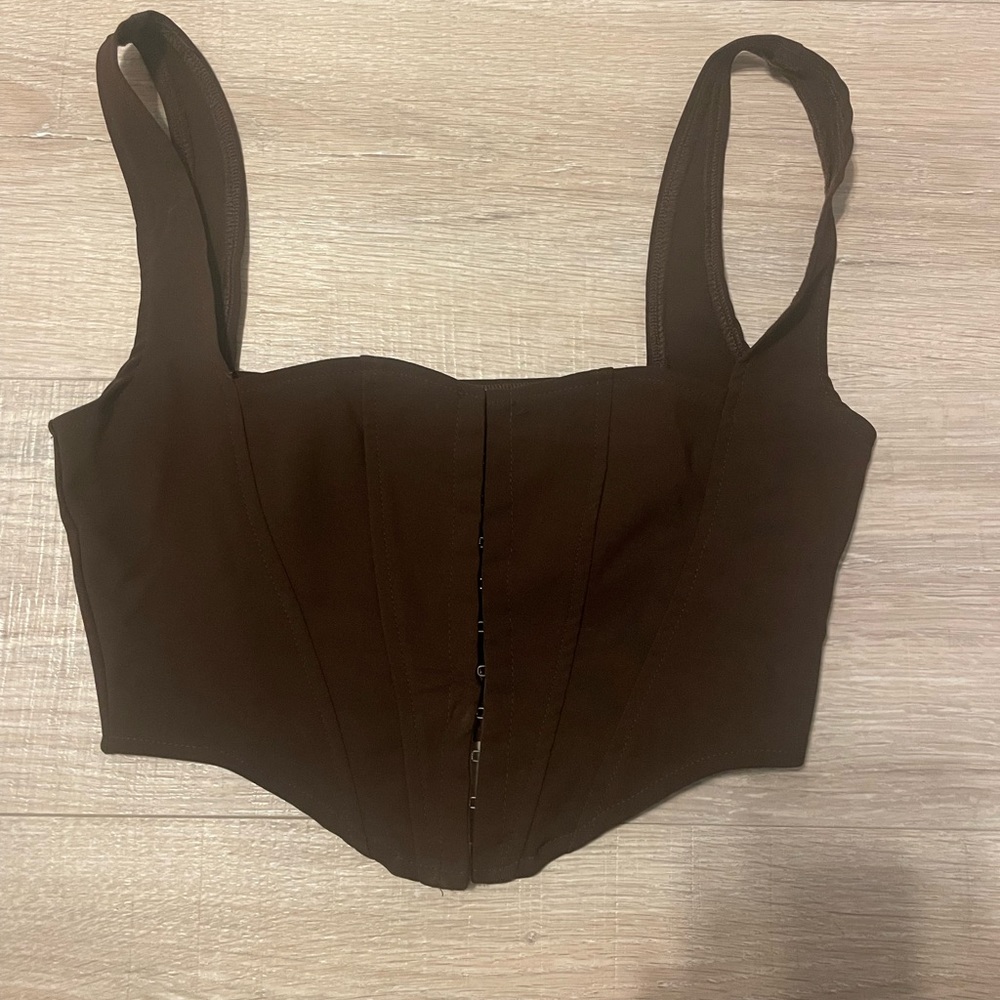 Brown Corset Crop Top